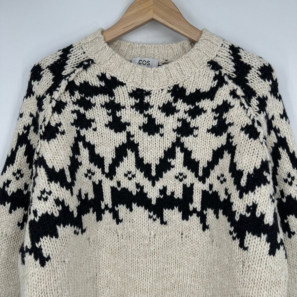 COS Fair Isle Wool Blend Crew Neck Sweater Chunky Knit Oversized Preppy Classic - Picture 6 of 16